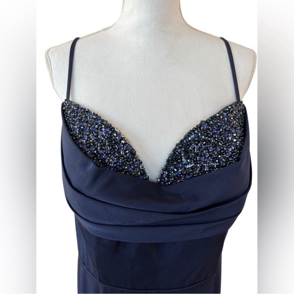 Elegant Navy Beaded Dress